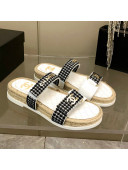 Chanel Houndstooth Slide Sandals Black/White 2022 24