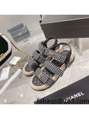 Chanel Houndstooth Strap Flat Sandals Black 2022 51