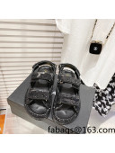 Chanel Sequins Strap Flat Sandals Black 2022 34
