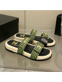 Chanel Houndstooth Slide Sandals Green 2022 26