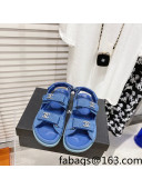 Chanel Quilted Fabric Strap Flat Sandals Blue 2022 38
