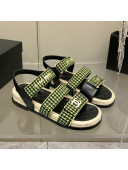 Chanel Houndstooth Strap Flat Sandals Green 2022 29