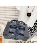 Chanel Denim Strap Flat Sandals Dark Blue 2022 42