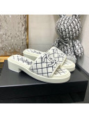 Chanel Quilted Towel Fabric Slide Sandals 2cm White 2022
