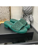 Chanel Quilted Towel Fabric Slide Sandals 2cm Green 2022