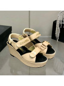 Chanel Leather Wedge Sandals Beige 2022 21