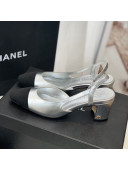 Chanel Leather Slingback Pumps 6.5cm G31318 Silver 2022