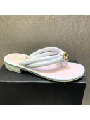 Chanel Leather Thong Flat Sandals White/Pink 2022 05