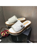 Chanel Lambskin Wedge Slide Sandals 6.5cm White 2022 03