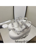 Chanel Leather Chain Sandals G33800 White/Silver 2022 03
