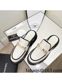 Chanel Shiny Calfskin Mules G37430 White 2022 