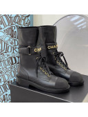 Chanel Calfskin Buckle Short Boot Black 2021