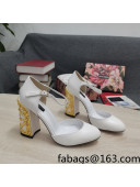 Dolce & Gabbana Calf Leather High Heel Pumps 10.5cm with Metal Charm White 2022