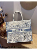 Dior Large Book Tote Bag in Blue Gradient Toile de Jouy Embroidery 2021 120142