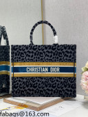Dior Large Book Tote Bag in Grey Multicolor Mizza Embroidered Velvet 2021