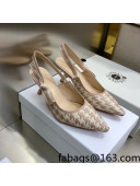 Dior J'Adior Slingback Pumps 6.5cm in Cotton Embroidery with Micro Houndstooth Light Pink 2021