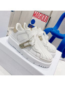Dior DIOR-ID Sneakers in White Calfskin and Gold-Tone Laminate 2021 32