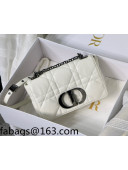Dior Small Caro Chain Bag in Quilted Macrocannage Calfskin White/Black 2021