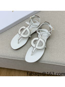 Dior Calfskin CD Flat Sandals White 2022 032228