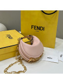 Fendi Nano Fendigraphy Leather Mini Hobo Bag Charm Pink 2022 80056S