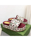 Gucci 100 GG Flower Jacquard Platform Slide Sandals White 2021 59