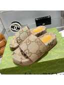 Gucci Maxi GG Canvas Flat Slide Sandals Beige 2021 51