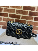 Gucci x Balenciaga Print  Leather GG Marmont Small Shoulder bag 443497 Black 2022  