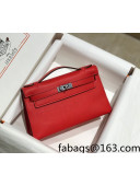 Hermes Kelly Pochette Bag 22cm Chinese Red/Silver 2022 09