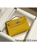Hermes Kelly Pochette Bag 22cm Amber Yellow/Silver 2022 03