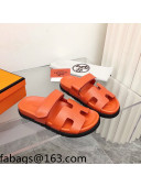 Hermes Chypre Calfskin Flat Slide Sandals Orange 2022 10