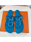 Hermes Egerie Thong Slide Sandals Blue 2022