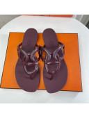 Hermes Egerie Thong Slide Sandals Burgundy 2022