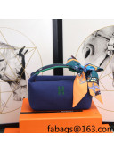 Hermes Trousse Bride-A-Brace Canvas Case/Top Handle Bag Navy Blue 2022