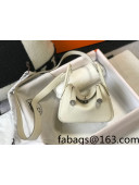 Hermes Lindy Mini Bag 19cm in Grainy Calfskin Wool White/Silver 2022