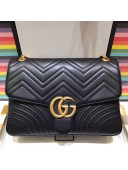 Gucci Leather GG Marmont Large Shoulder Bag 498090 Black 2019