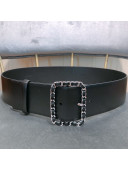 Chanel Leather Belt with Chain Square Buckle 60mm Black 2019
