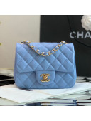 Chanel Quilted Lambskin Square Classic Mini Flap Bag A35200 Blue 2021