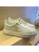 Louis Vuitton Time Out LV Initials Leather Sneakers 1A87PO White/Gold 2020