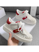 Dior DIOR-ID Sneakers in White and Red Calfskin 2021