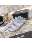 Chanel Suede Strap Flat Sandals Dusty Blue 2022 22