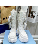 Prada Monolith Brushed Leather and Nylon Boots White 2021 13