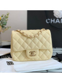 Chanel Quilted Lambskin Square Classic Mini Flap Bag A35200 Light Yellow 2021