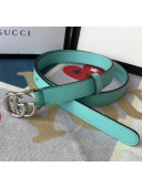 Gucci Calfskin Belt 25mm with GG Buckle Light Green/Silver 2020