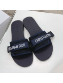 Dior Dio(r)evolution Flat Slide Sandals Navy Blue/Black 2021 04