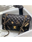 Chanel Calfskin Medium Flap Bag with Emblem Charm Black 2021