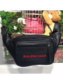 Balen...ga Calfskin Logo Print Medium Belt Bag Black/Red 2018