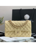 Chanel Quilted Lambskin Classic Medium Flap Bag A35202 Light Yellow 2021