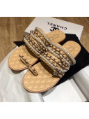 Chanel Lambskin Chains & Pearls Mules Sandals Beige 2020