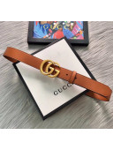 Gucci Calfskin Belt 30mm with GG Buckle Brown/Gold 2020