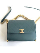 Chanel Calfsin & Gold-Tone Metal Small Flap Bag A57941 Turquoise F/W 2018